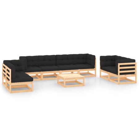 Juego de muebles de jardín 9 pzas y cojines madera maciza pino de , Conjuntos de jardín - Ref: Foro24-3083807, Precio: 793,31...