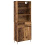 Aparador alto con cajón Madera envejecida 69,5 x 32,5 x 180 cm en Aparadores | Comprar online en Foro24