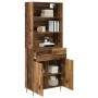 Aparador alto con cajón Madera envejecida 69,5 x 32,5 x 180 cm en Aparadores | Comprar online en Foro24