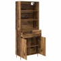 Aparador alto con cajón Madera envejecida 69,5 x 32,5 x 180 cm en Aparadores | Comprar online en Foro24