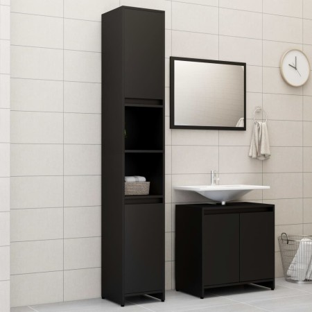 3-teiliges Badmöbelset aus schwarzem Holzwerkstoff von , Badezimmermöbel - Ref: Foro24-3056935, Preis: 140,40 €, Rabatt: %