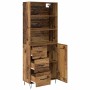 Aparador alto con cajón Madera envejecida 69,5 x 32,5 x 180 cm en Aparadores | Comprar online en Foro24