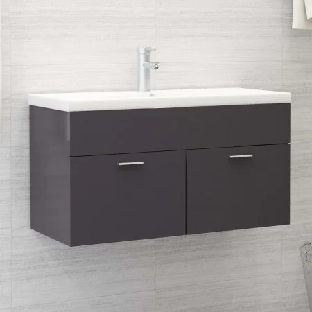 Glossy gray engineered wood cabinet with sink by , bathroom vanities - Ref: Foro24-3071296, Price: 282,44 €, Discount: %