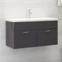 Glänzend grauer Holzwerkstoffschrank mit Waschbecken von , Badezimmerwaschtische - Ref: Foro24-3071296, Preis: 282,95 €, Raba...