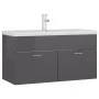 Glossy gray engineered wood cabinet with sink by , bathroom vanities - Ref: Foro24-3071296, Price: 282,44 €, Discount: %