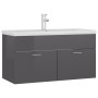Glänzend grauer Holzwerkstoffschrank mit Waschbecken von , Badezimmerwaschtische - Ref: Foro24-3071296, Preis: 288,49 €, Raba...