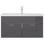 Glossy gray engineered wood cabinet with sink by , bathroom vanities - Ref: Foro24-3071296, Price: 282,44 €, Discount: %