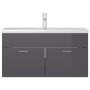 Glänzend grauer Holzwerkstoffschrank mit Waschbecken von , Badezimmerwaschtische - Ref: Foro24-3071296, Preis: 288,49 €, Raba...