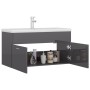Glänzend grauer Holzwerkstoffschrank mit Waschbecken von , Badezimmerwaschtische - Ref: Foro24-3071296, Preis: 288,49 €, Raba...