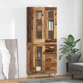 Aparador alto con cajón Madera envejecida 69,5 x 34 x 180 cm en Aparadores | Comprar online en Foro24