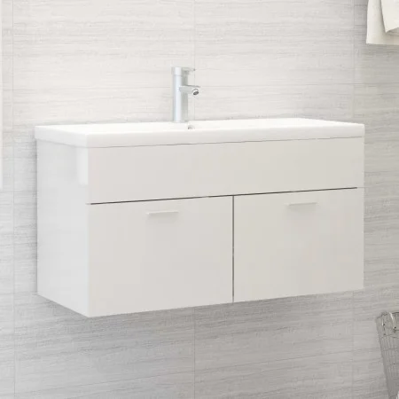 Glossy white engineered wood cabinet with sink by , bathroom vanities - Ref: Foro24-3071294, Price: 282,44 €, Discount: %