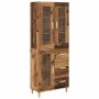 Aparador alto con cajón Madera envejecida 69,5 x 34 x 180 cm en Aparadores | Comprar online en Foro24
