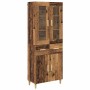 Aparador alto con cajón Madera envejecida 69,5 x 34 x 180 cm en Aparadores | Comprar online en Foro24