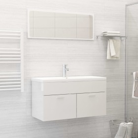 Juego de muebles de baño madera de ingeniería blanco brillo de , Muebles de baño - Ref: Foro24-3071339, Precio: 328,25 €, Des...