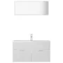 Glossy white engineered wood bathroom furniture set by , Bathroom furniture - Ref: Foro24-3071339, Price: 315,02 €, Discount: %