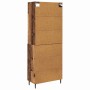 Aparador alto con cajón Madera envejecida 69,5 x 34 x 180 cm en Aparadores | Comprar online en Foro24