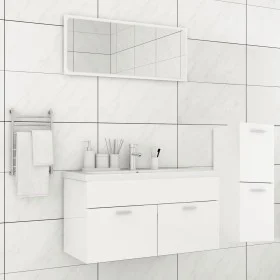 Glossy white engineered wood bathroom furniture set by , Bathroom furniture - Ref: Foro24-3071474, Price: 354,86 €, Discount: %
