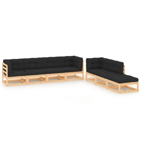 Garden furniture set 7 pieces and cushions solid pine wood by , Garden sets - Ref: Foro24-3083814, Price: 591,98 €, Discount: %
