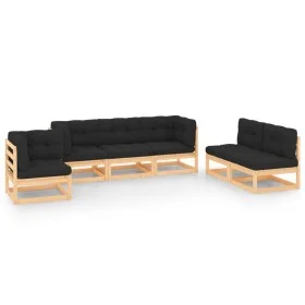 Garden furniture set 6 pieces and cushions solid pine wood by , Garden sets - Ref: Foro24-3083821, Price: 541,98 €, Discount: %