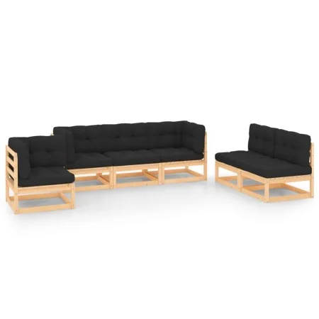 Garden furniture set 6 pieces and cushions solid pine wood by , Garden sets - Ref: Foro24-3083821, Price: 549,06 €, Discount: %