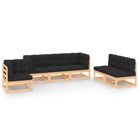 Gartenmöbel-Set 6-teilig und Kissen aus massivem Kiefernholz von , Gartensets - Ref: Foro24-3083821, Preis: 548,30 €, Rabatt: %
