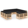 Muebles de jardín 12 pzas con cojines antracita madera maciza