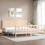 Estructura de cama con cabecero madera maciza 200x200 cm de , Camas y somieres - Ref: Foro24-3192966, Precio: 181,35 €, Descu...