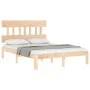 Bed frame with solid wood headboard 140x190 cm by , Beds and slatted bases - Ref: Foro24-3193576, Price: 119,97 €, Discount: %