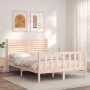 Double bed frame with solid wood headboard by , Beds and slatted bases - Ref: Foro24-3193181, Price: 179,10 €, Discount: %