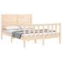 Double bed frame with solid wood headboard by , Beds and slatted bases - Ref: Foro24-3193181, Price: 169,97 €, Discount: %