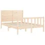 Double bed frame with solid wood headboard by , Beds and slatted bases - Ref: Foro24-3193181, Price: 179,10 €, Discount: %