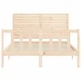 Double bed frame with solid wood headboard by , Beds and slatted bases - Ref: Foro24-3193181, Price: 179,10 €, Discount: %
