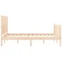 Double bed frame with solid wood headboard by , Beds and slatted bases - Ref: Foro24-3193181, Price: 179,10 €, Discount: %