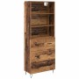 Aparador alto con cajón Madera vieja 69,5 x 34 x 180 cm en Aparadores | Comprar online en Foro24