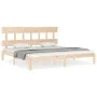 Double bed frame with solid wood headboard by , Beds and slatted bases - Ref: Foro24-3193611, Price: 143,03 €, Discount: %