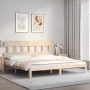 Double bed frame with solid wood headboard by , Beds and slatted bases - Ref: Foro24-3193611, Price: 143,03 €, Discount: %