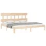 Double bed frame with solid wood headboard by , Beds and slatted bases - Ref: Foro24-3193611, Price: 143,03 €, Discount: %