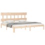 Estructura de cama de matrimonio con cabecero madera maciza de , Camas y somieres - Ref: Foro24-3193611, Precio: 153,78 €, De...
