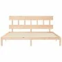 Double bed frame with solid wood headboard by , Beds and slatted bases - Ref: Foro24-3193611, Price: 143,03 €, Discount: %