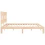 Double bed frame with solid wood headboard by , Beds and slatted bases - Ref: Foro24-3193611, Price: 143,03 €, Discount: %