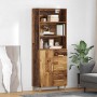 Aparador alto con cajón Madera envejecida 69,5 x 32,5 x 180 cm en Aparadores | Comprar online en Foro24