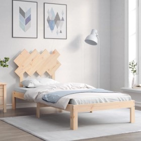 Bed frame with solid wood headboard by , Beds and slatted bases - Ref: Foro24-3193691, Price: 88,63 €, Discount: %