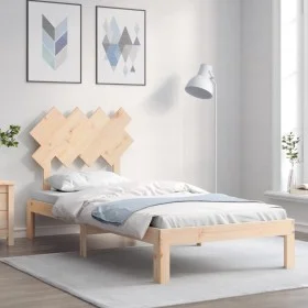 Bed frame with solid wood headboard by , Beds and slatted bases - Ref: Foro24-3193691, Price: 87,50 €, Discount: %