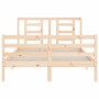 Bed frame with solid wood headboard 140x190 cm by , Beds and slatted bases - Ref: Foro24-3194681, Price: 126,55 €, Discount: %