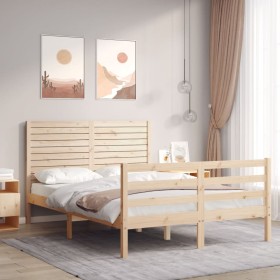 Bettgestell mit Massivholzkopfteil 140x190 cm von , Betten und Lattenroste - Ref: Foro24-3195006, Preis: 158,59 €, Rabatt: %