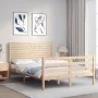 Bed frame with solid wood headboard 140x190 cm by , Beds and slatted bases - Ref: Foro24-3195006, Price: 154,05 €, Discount: %