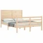 Bed frame with solid wood headboard 140x190 cm by , Beds and slatted bases - Ref: Foro24-3195006, Price: 154,05 €, Discount: %