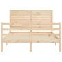 Bed frame with solid wood headboard 140x190 cm by , Beds and slatted bases - Ref: Foro24-3195006, Price: 154,05 €, Discount: %