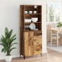 Aparador alto con cajón Madera envejecida 69,5 x 34 x 180 cm en Aparadores | Comprar online en Foro24