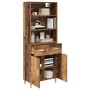 Aparador alto con cajón Madera envejecida 69,5 x 32,5 x 180 cm en Aparadores | Comprar online en Foro24